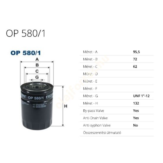 OP580/1 Filron olajszűrő