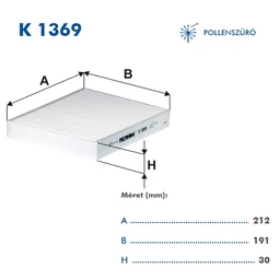 K1369A Filtron pollenszűrő aktív szénnel