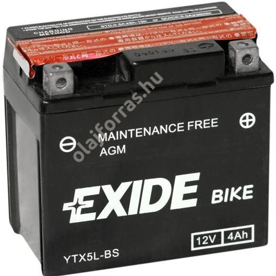 Exide ETX5L-BS 4Ah jobb+ 12V (felitatott)
