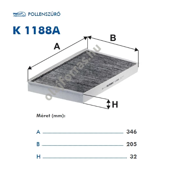 K1188A Filtron pollenszűrő aktív szénnel